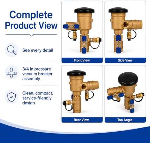 3/4" Pressure Vacuum Breaker Assembly – Bronze Body, Dual Shutoff Valves, Protective Top Cap, 3/4 in FNPT, Integrated Test Cocks – Durable Backflow Preventer for Irrigation & Lawn Systems - Image 7