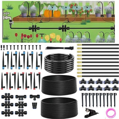 Ultimate 370FT Drip Irrigation Bundle – 240FT Quick Connect System + 130FT Flexible Hose with Accessories – 2 Tubing Sizes 1/2" & 1/4 for Custom Watering by Unknown