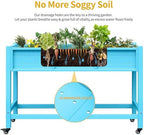 DWVO Raised Garden Bed HDPE with Wheels 47x18x31in Weather-Resistant Poly Wood Raised Planter Box Outdoor with Legs, Elevated Garden Bed for Patio Balcony Backyard, Blue - Image 2