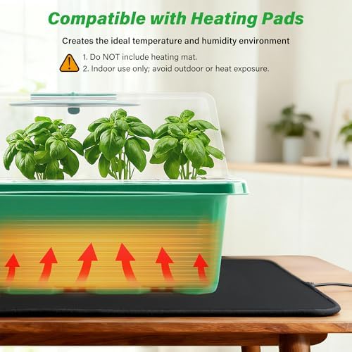 Bonviee 15-Pack Seed Starter Trays, Humidity Dome, Base, 12-Cell Tray, Green - Image 6