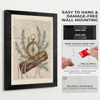 Framed Canvas Wall Art Vintage Antique Compass and Leather Map Muted Earthy Tones Rosemary on Aged Newspaper Canvas Print Poster Black Frame Wall Decor for Study Office Scholarly Decor, 24x36 Inch - Image 3