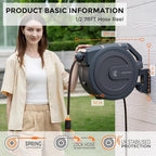 Giraffe Tools Retractable Garden Hose Reel 1/2"78FT Wall Mount Auto Rewind - Image 4