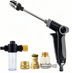 Garden hose spray gun with high-pressure nozzle, long handle, heavy-duty metal spray gun, adjustable modes, suitable for car washing, yard cleaning, lawn care (B) - Image 3
