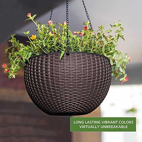 Dexceder 9 Inch Self Watering Hanging Planter (Brown) - Image 6