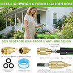100 ft Non-Expanding Garden Hose, 360° Anti-Kink Swivel Fittings - Image 4