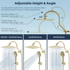 Hibbent All Metal High Pressure Rainfall 12'' Shower Head with Handheld - Image 6