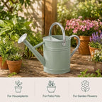 1 Gallon Metal Watering Can for Indoor Outdoor Plants, Cream Green - Image 3