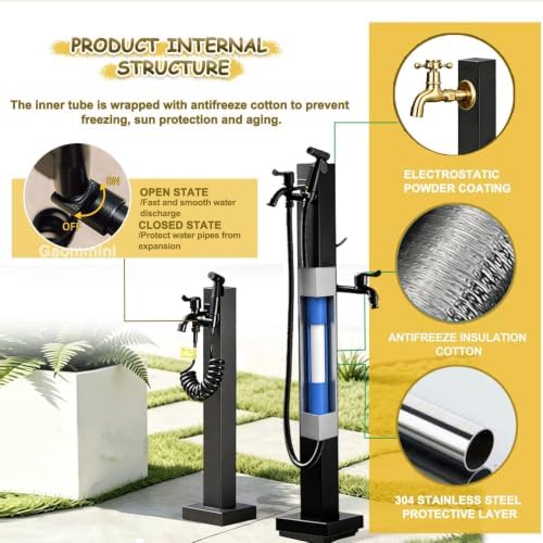 Outdoor Yard Hydrant Floor-Mounted Water Column Dual Outlet Tap Hose Stand - Image 3