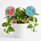 Mosaic Watering Globes 2 Pack Self Watering Spikes Red by Chonsun