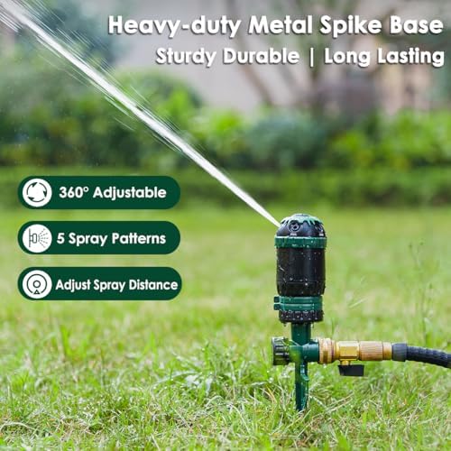 FANHAO Gear Drive Sprinkler with Metal Base, 360° Rotating Lawn Sprinkler - Image 2