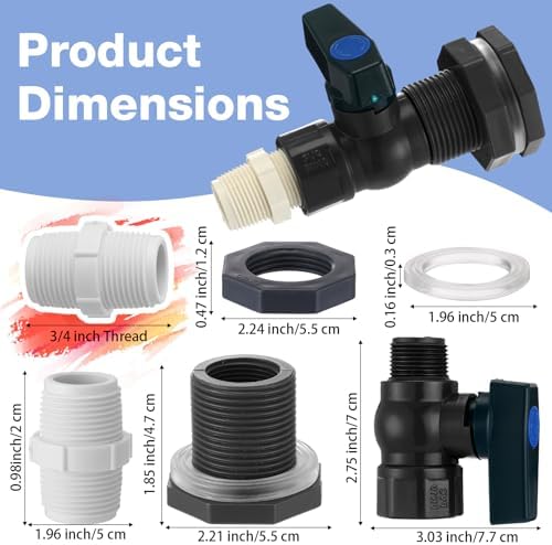 Tujoe 4 Set Rain Barrel Kit Barrel Spigot Kit 3/4 Mesh Cover with Drawstring PVC Barrel Spigot Brass Faucet Kit Bulkhead Fitting Hose Faucet Adapter Thread Seal Tape for Rain Barrel Water - Image 2