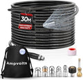 100FT Sewer Jetter Kit for Pressure Washer, 5800 PSI Drain Cleaning Hose with 5 Jet Nozzles & 2 Adapters, Compatible with Spray Guns and Power Washers, Ideal for Clogged Pipes and Drains by Ampvolts