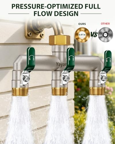 3-Way Garden Hose Splitter, Heavy-Duty Brass, 3/4" GHT, (Green) - Image 6