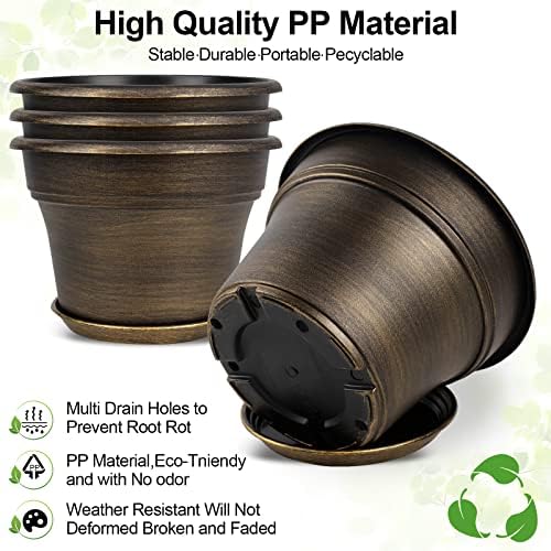 Fodetyff Planters-Plant-Pots-Indoor-Outdoor, 13 inch 4 Pack Gold - Image 4