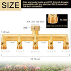 EBH Brass Garden Hose Splitter, 5 Way Outdoor Frostproof Tap Hose Splitter with 5 Individual On/Off Valve and Extended Handle, GHT 3/4-Inch Heavy Duty Hex Female Inlet and 3/4-Inch Male Outlet - Image 2