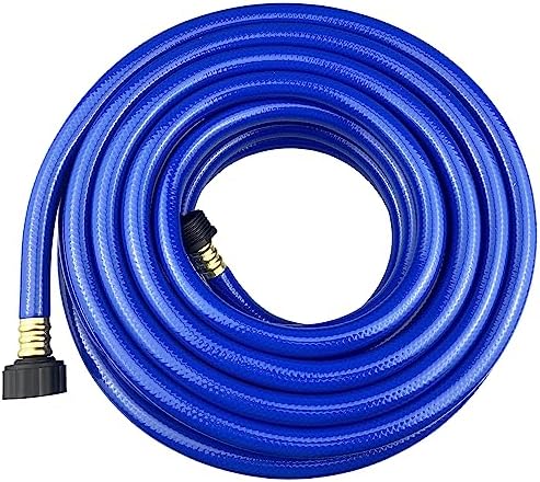 Darnassus PVC Garden Hose 1/2 Inch, 50 FT Flexible Water Hose Blue with Male and Female Plastic Fittings - No Leaking and Lightweight for Household Outdoors Lawns Patio by Darnassus