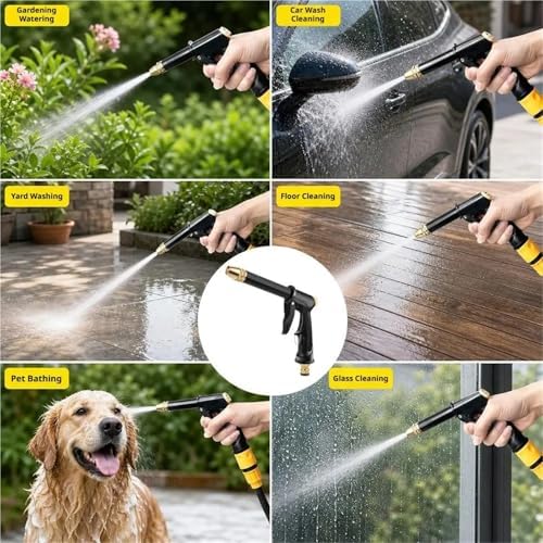 Adjustable High Pressure Water Spray Gun,Multi-Mode Brass Nozzle Car Wash Sprayer for Garden Irrigation&Household Patio Cleaning(Black C Set) - Image 5