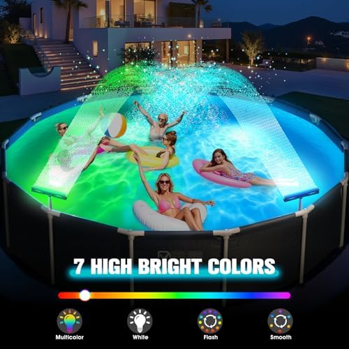 Upgraded Pool Fountain with Remote - Adjustable Waterfall Pool Sprinkler Fountains with Lights, Spray Water Fountains for Above Ground and Inground Pool for Cooling, White - Image 3