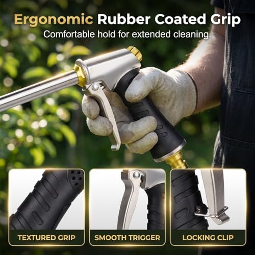 High Pressure Hose Nozzle Gun for Cars and Gardens with 3 Adjustable Spray Modes Heavy Duty Metal Construction for Easy and Convenient Cleaning for Home Users and Car Enthusiasts Thick Wand - Image 5