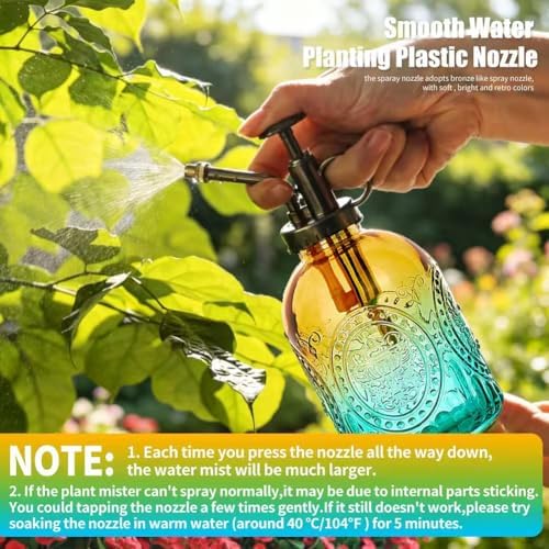 0.5 Gallon Small Watering Can for Outdoor Indoor Plants for House Plants, 12 oz Glass Plant Mister Spray Bottle for Bonsai Garden Flowers (Blue) - Image 6