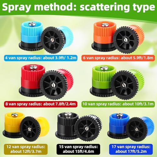 Honoson 60 Pcs Sprinkler Heads Replacement, 4/6/8/10/12/15/17 Van, Colorful - Image 3