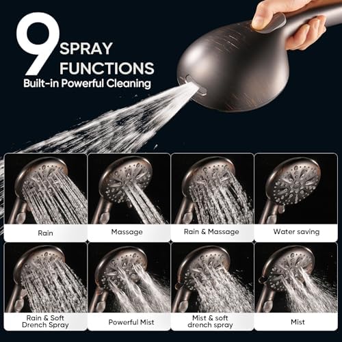 Cobbe 9 Spray Modes Handheld Shower Head, Water-Saving, ORB - Image 2