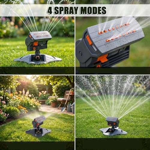 2026 Upgraded 16-Nozzle Oscillating Sprinkler with Dual-Zone Sprinkler Water Timer, 360° 16-Hole Automatic Rocking Sprinkler, Turbo Orbit Mist Sprinklers System for Garden (A No Timer) - Image 2