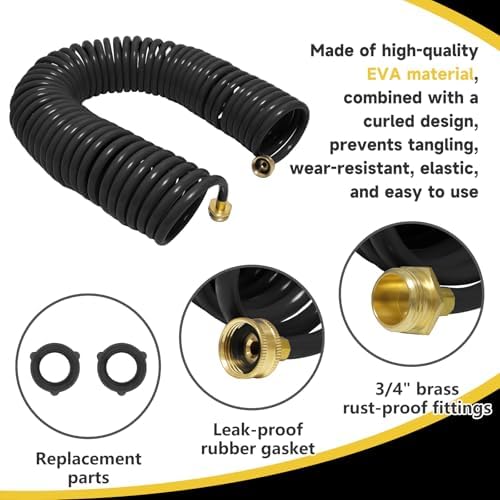 Coil Hose,3/8" EVA Coil Garden Hose 50 FT,Curly Water Hose - Image 2