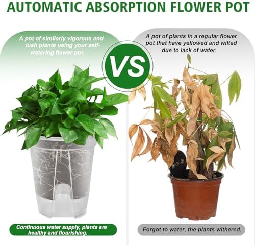 Cdd's Path Large Naked Root Planter Self Watering Pots Set with Holes for Indoor/Outdoor Plants, Planter Pot with Watering Hole/Reservior and Air Pipes (Clear, 8 inch-5 Pack) - Image 4
