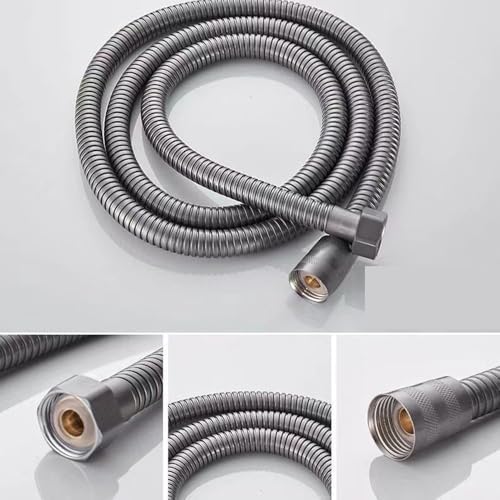 1.5m/2m Heavy-Duty Stainless Steel Shower Hose - Flexible, Anti-Explosion, Durable Gunmetal Grey Water Pipe - 200cm Length, 1 PC for Ultimate Shower Experience - Image 5