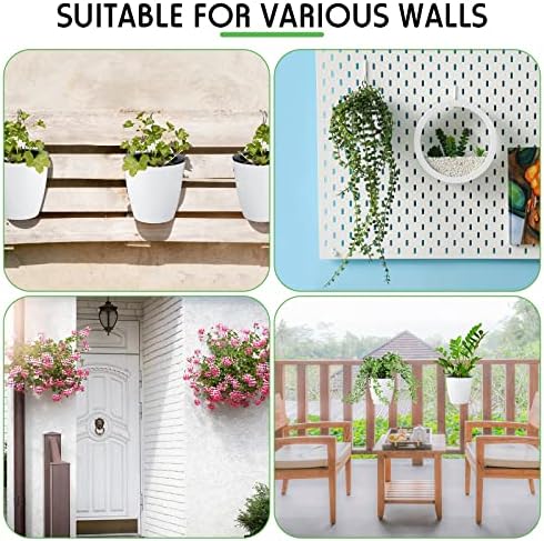 Yungyan 10 Sets 5" Self Watering Hanging Planter White Lazy Flower Pots Plastic Wall Propagation Window Wall Mount Planter with Hooks and Absorbent Cotton Ropes for Indoor Succulent Plants - Image 6
