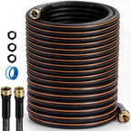 Garden Hose, 75ft 5/8" Heavy Duty Rubber Water Hose, 550 PSI Burst, 360° Anti-Kink Swivel Connectors, All-Weather Flexible, Leakproof 3/4" Brass Male to Female Fittings by GOCHIFIX