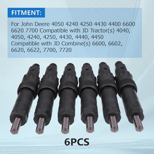6pcs | AR101885 | AR74665 | Fuel Injector | Compatible with John Deere 6404 6466 Tractor 4040 4240 4440 4050 4250 4450 4350 Excavator 690B 892DLC | - Image 3