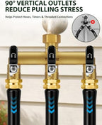 3-Way Garden Hose Splitter, Heavy-Duty Brass, 3/4" GHT, （Black） - Image 4