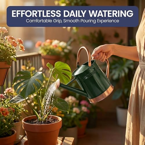 Gardenised 1-Gallon Steel Watering Can with Precision Long Spout Head for Controlled and Shower Watering Ideal for Indoor & Outdoor Plants Flowers & Houseplants, Green - Image 5