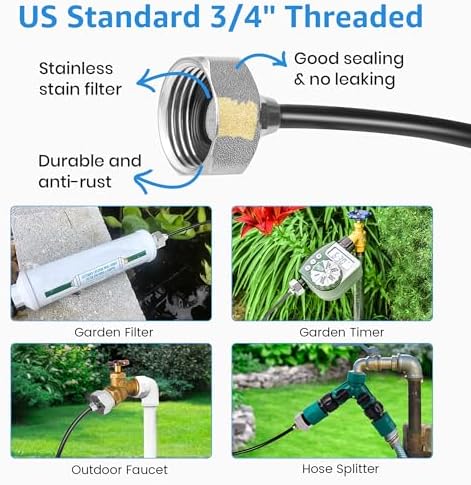 MIXC Misters for Outside Patio, 100FT (30M) Misting Line+27 Mist Nozzles+3/4" Brass Adapter, Outdoor Misting Cooling System for Patio Backyard Greenhouse Trampoline Horse Corral - Image 3