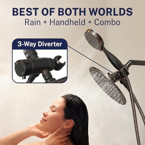 HammerHead Metal Dual Shower Head Combo With 3-Spray Handheld and Rainfall - Image 3