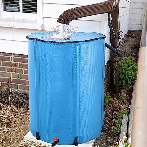 100 Gallon Collapsible Rain Barrel, Portable Rainwater Collection System, Water Storage Tank, Rain Catcher Barrel with Spigots and Overflow Kit, Rainwater Barrels Collector for Garden, Blue - Image 2