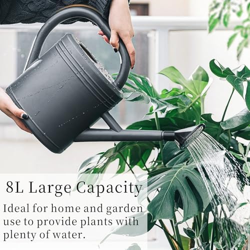Household Water Can, 8L Large Capacity Long Spout Thickened Plastic Watering Can Plant Watering Device for Garden Home Use (Gray) - Image 6
