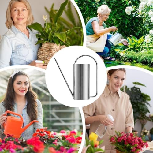 Long Spout Watering Can, Stainless Steel Gardening Kettle with Indoor Plant - Image 4