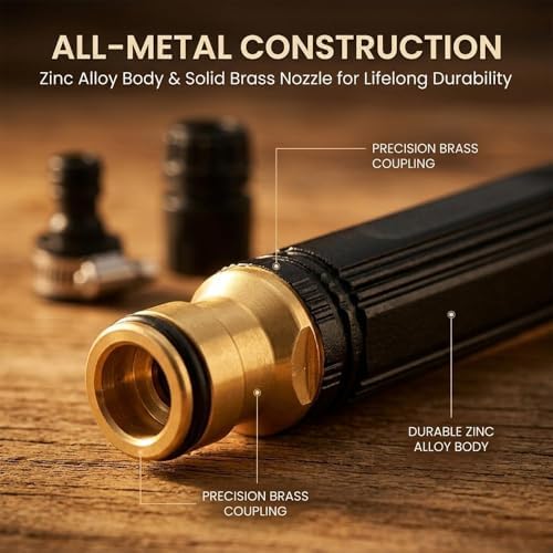 Heavy Duty Adjustable Hose Nozzle, High Pressure Jet Sweeper Spray Nozzle with Leak-Proof Design, Metal Garden Hose Sprayer for Car Wash, Lawn, Patio Cleaning (2pc) 1pc - Image 2