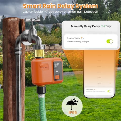 WiFi Water Timer for Garden Hose, Smart Sprinkler Timer with 984ft Long Range, Strong Wall Penetration, APP & Remote Control, Voice Control, Rain Delay, Manual Mode, Watering System - Image 4