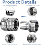 5 Pack 2026 New Stainless Steel Garden Hose Quick Connect Fittings, Quick Release Connect Fitting sets, 1/2 to 3/4 Inch GHT Garden Hose Adapter, Heavy Duty Water Hose Connector for Hoses and Sprayers - Image 3