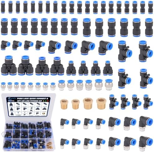 90 Pcs Quick Connect Air Line Fittings Kit Pneumatic Air Fittings by XaXmTee