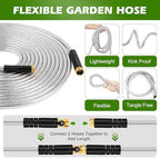 Metal Garden Hose 25 ft Stainless Steel Heavy Duty Water Hose with 10 Function Nozzles Flexible Lightweight Kink-Free Leakproof Sturdy Hoses Pipe 3/4" Brass Fitting for Outdoor Yard Lawn RV - Image 3
