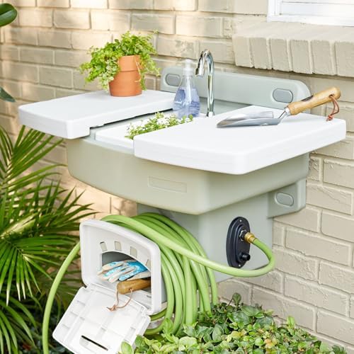 BrylaneHome Outdoor Garden Sink With Hose Holder by BrylaneHome