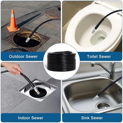 100FT 1/4-In Sewer Jetter Kit, 5800 PSI Pressure Washer Drain Cleaner Hose - Image 4