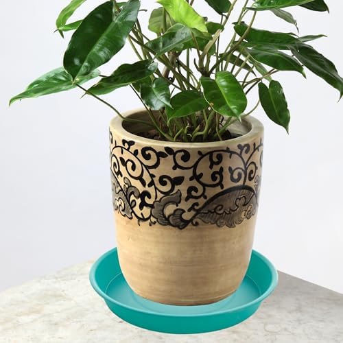 2 Pack of 20 21 inch Plant Saucer Round, Deep Plant Saucers for Pots, Heavy Duty Plastic Plant Drip Tray for Indoors Outdoor, Bird Bath Bowls, Plant Trays for Planter 19-22" (21 inch, Teal) - Image 6