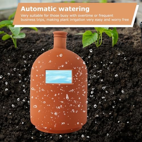 10*6in Ollas Clay Watering Pot with lid Terra Cotta Clay Irrigation Plant Watering Globes with Top Storage Pool Plant Corms for Irrigating Pots Plant Enthusiasts Terracotta Watering Spikes - Image 4