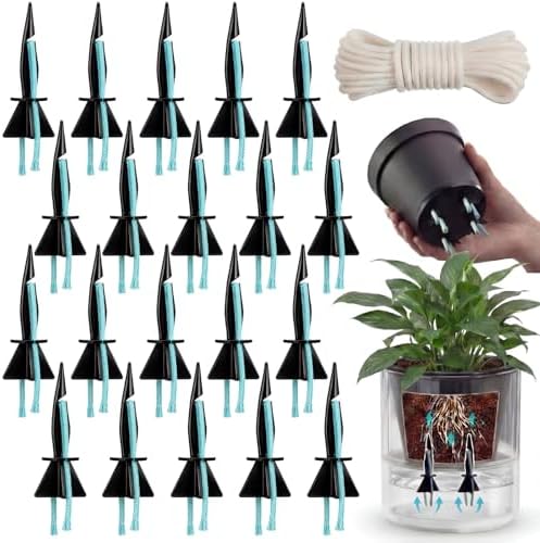 20 Pack Self Watering Spikes for Plants with Wick Rope,Medium by Singhoow
